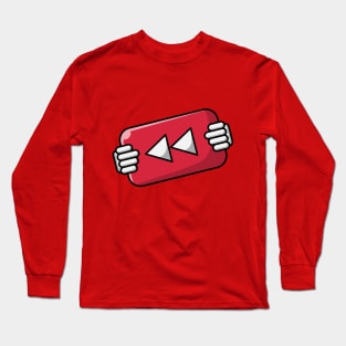 Hand Holding Rewind Button Long Sleeve T-Shirt